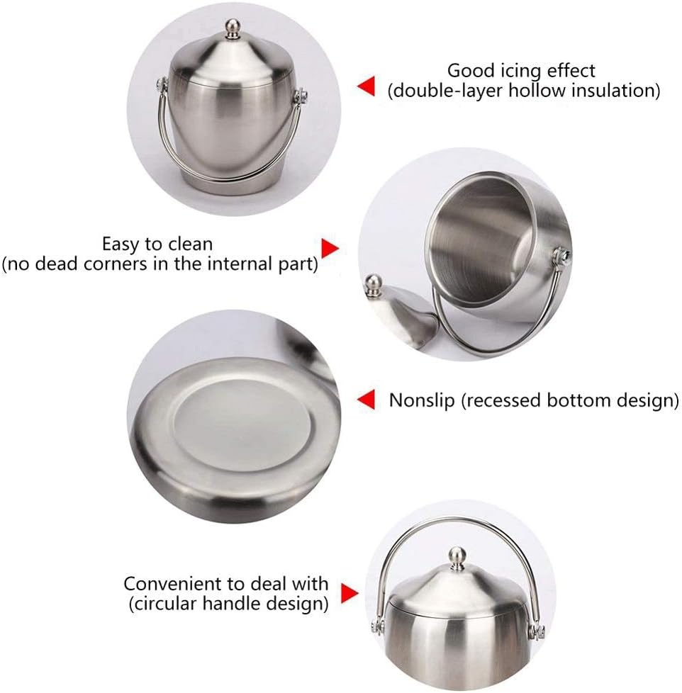Ice Bucket Insulated Ice Bucket ble Stainless Steel Ice Bucket Freezer Ice Bucket with Lid for Parties Barbecues and Buffets