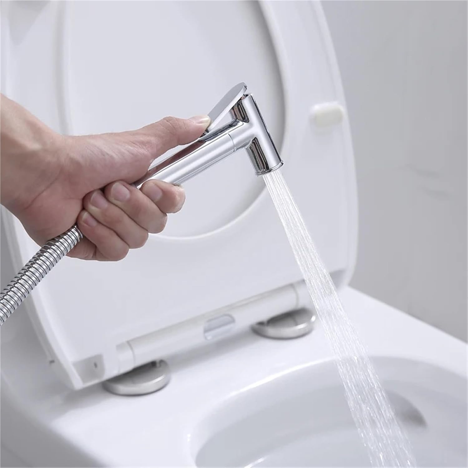 Bidet Cleaning Sprayer Set Solid Brass Valve and Body and Toilet Fixture Bathroom Hot and Cold with Hose-Body Only
