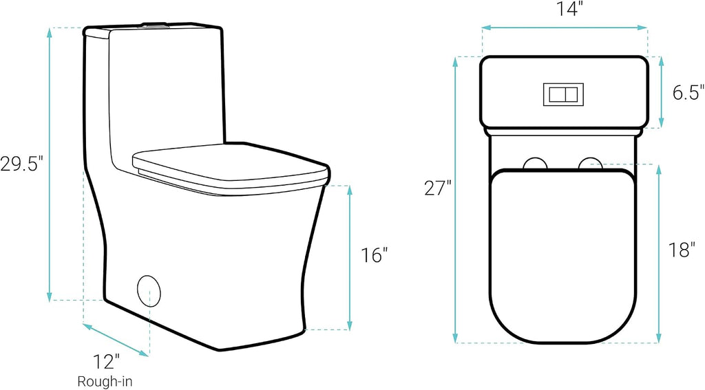 Concorde One Piece Square Toilet Dual Flush in Glossy Black 1.1/1.6 gpf