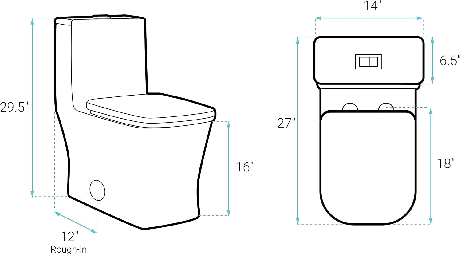 Concorde One Piece Square Toilet Dual Flush in Glossy Black 1.1/1.6 gpf