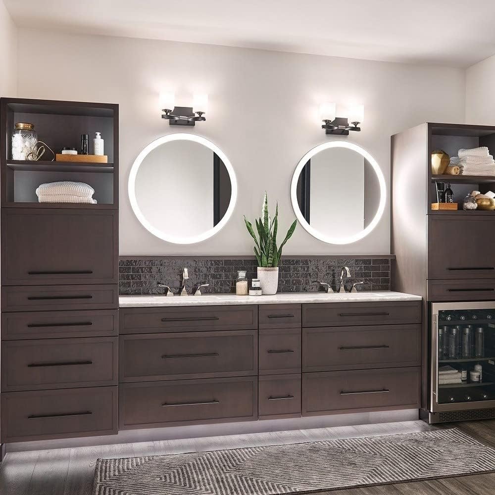 Kichler Marette 13.5' 2 Light Vanity Light with Satin Etched Cased Opal Glass in Black