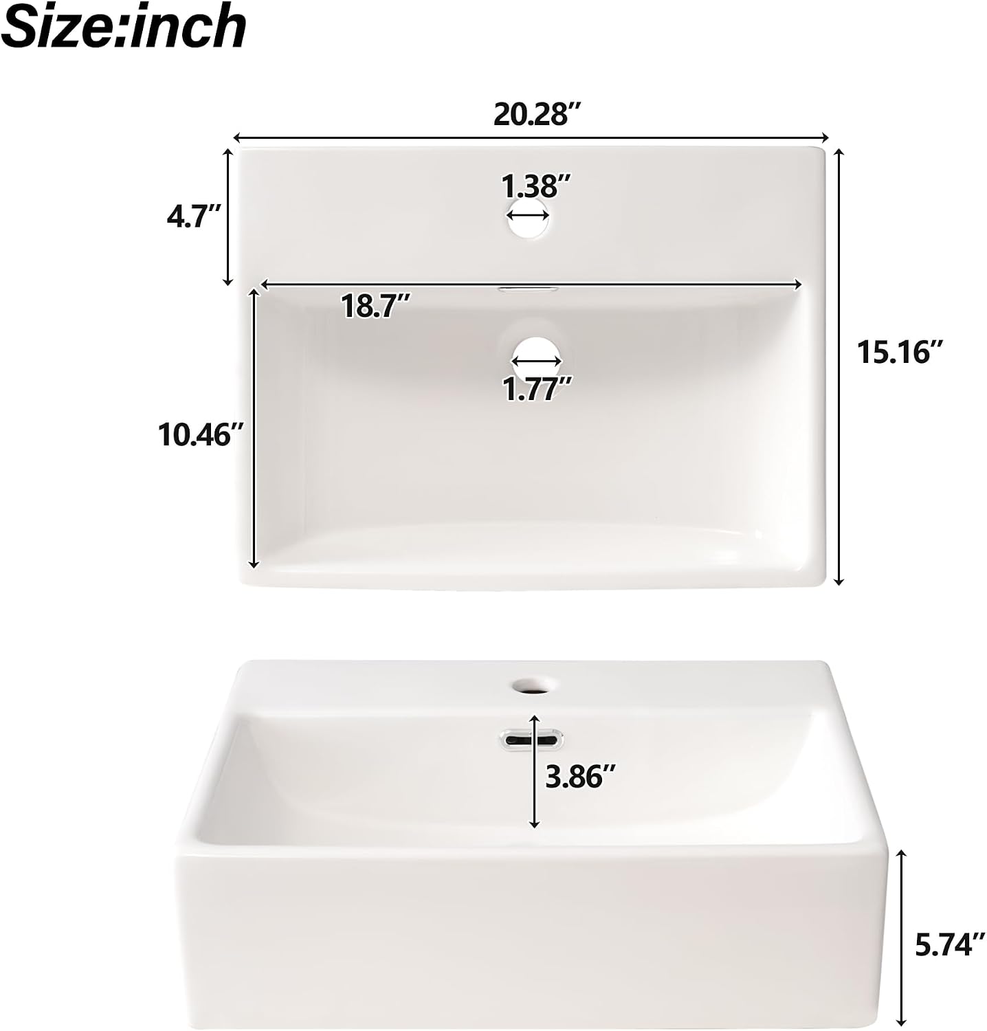 20-inch Bathroom Vanity with Sink Combo Set, Free Standing Single Storage Cabinet with Soft Closing Doors & One Drawer, Solid Wood Vanity Organizer with Ceramic Basin for Bathroom, Black