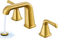 Gold Bathroom Faucet,Bathroom Sink Faucet,Brushed Gold Bathroom Faucet 3 Hole, with Pop Up Drain and CUPC Supply Lines for Vanity,Lavatory RV Farmhouse (HG-8904-BG)