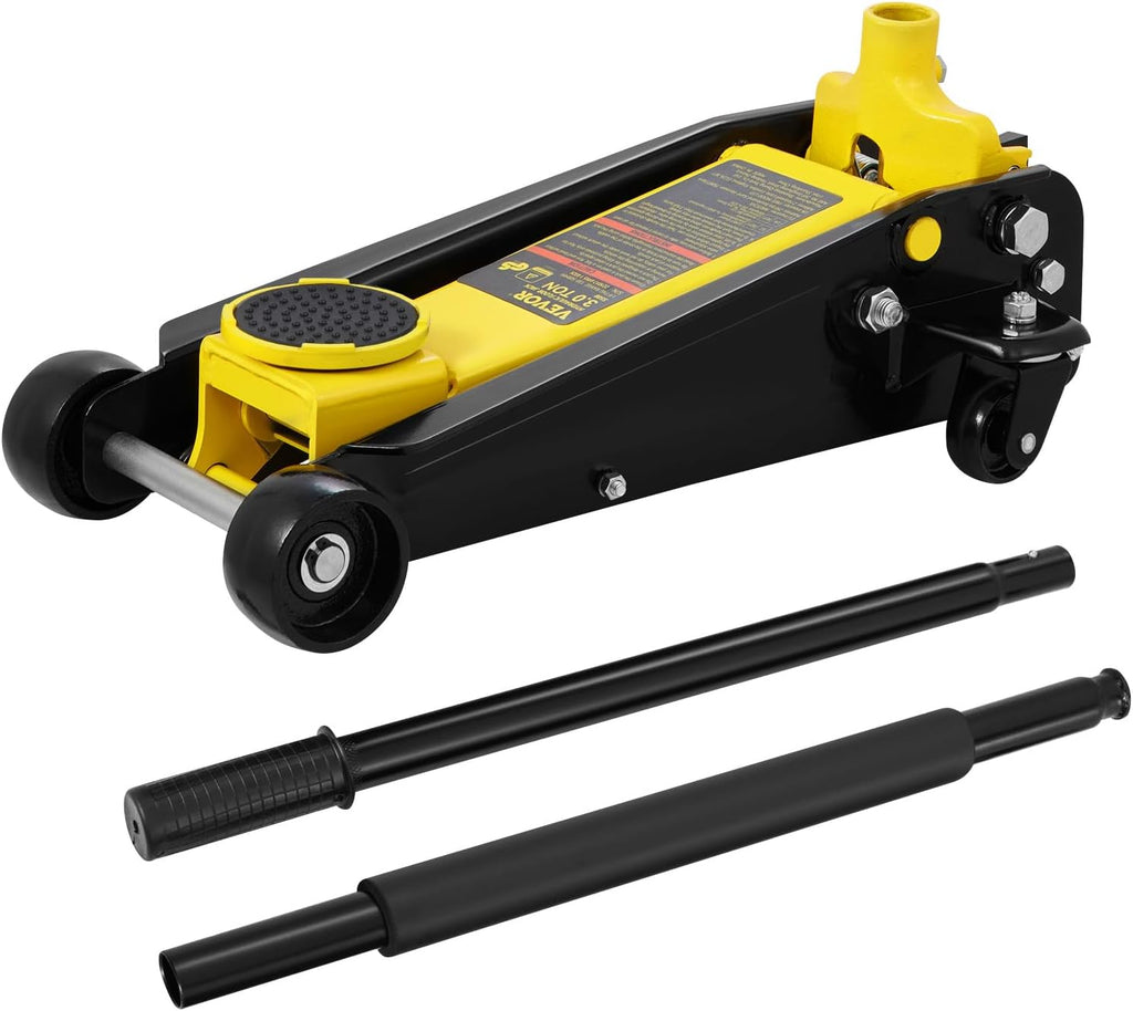 VEVOR 3 Ton Low Profile Floor Jack for All Terrain Vehicles, Heavy-Duty Steel Racing Jack with Quick Lift Pump, 5.12'-20' Lifting Range, 3.0 tons
