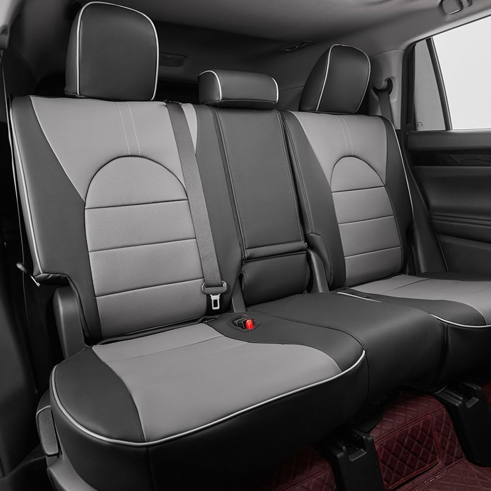 EKR Highlander Seat Covers for Toyota Highlander 2014-2019,(2nd Row 40/60 Split),Car Seat Protectors for Trucks,Waterproof Leather Car Seat Cover Full Set-Faux Leather(Gray)