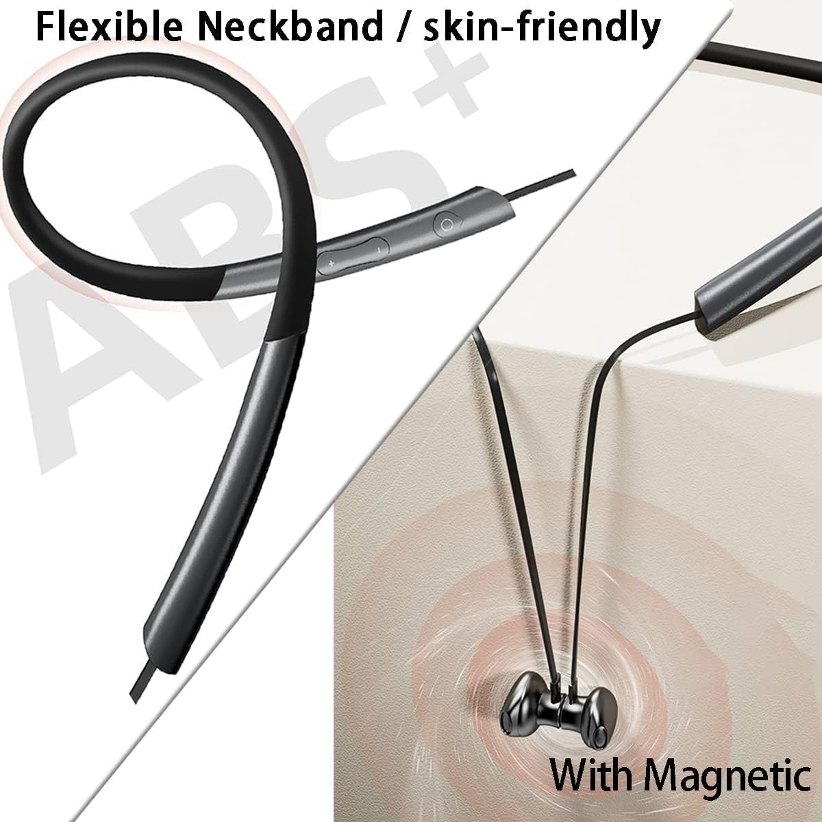 Neckband Earphones Bluetooth 5.0 Headphones CVC8.0 Noise Cancelling Bluetooth Headset Wireless Earbuds Neckband with Mic,9D Deep Bass, 20H Overall Endurance,Sports for Running Driving Working, Black