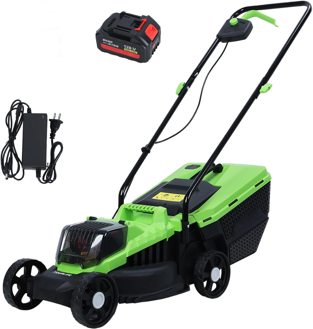 1600W Powerful 30L Grass Tank Electric Lawn Mower,Walk-Behind & Self Propelled &, Cordless Push Lawn Mower with Upgraded Brushless Motor for Yard & Garden (Green)