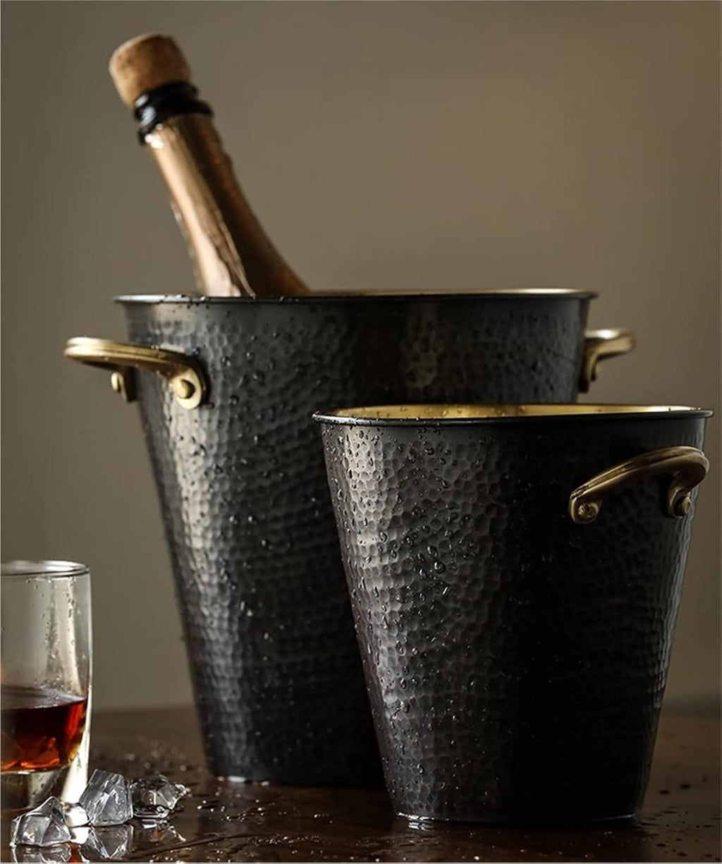ice bucket, Ice Bucket Champagne Bucket Wine Bucket Simple Ice Bucket Copper Red Wine Insulation Storage Cold Drink Bucket For Bar Ktv Ice Tub Cooler Bucket (Color : Black, Size : 14.5 * 15cm)
