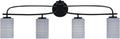 Toltec Lighting Cavella 4-Light Bath Bar – Modern Vanity Light Fixture for Bathroom – Dimmable and LED-Compatible Wall Light – Matte Black Finish, 4' Gray Matrix Glass
