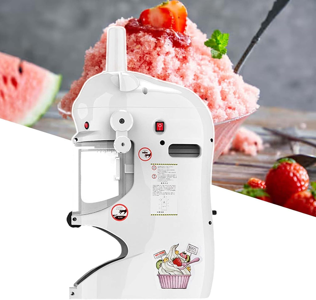 Large Capacity Ice Shaver Machine,Adjustable Thickness by Knobs,Automatic Snowflake Ice Maker,2400G Ice Bucket with Lid,White