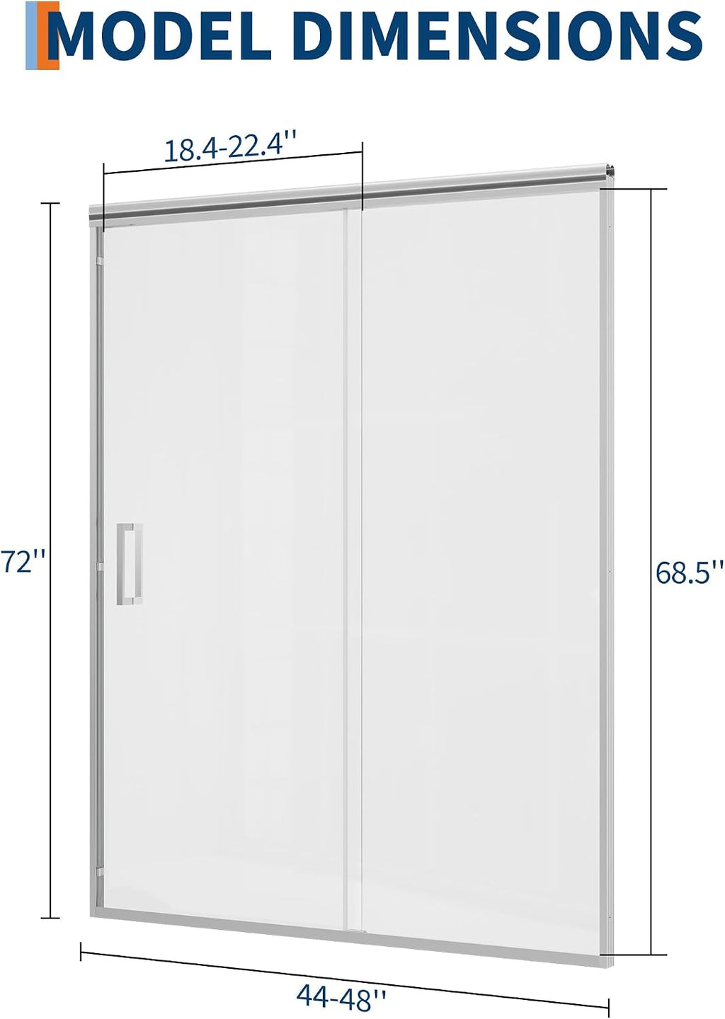 Framed Shower Doors 44-48 inch W ×72 inch H Sliding Shower Door with 6mm Tempered Glass, Easy Clean Coating, Aluminum Frame, Wet Dry Separation for Main Bathroom, Brushed Sliver