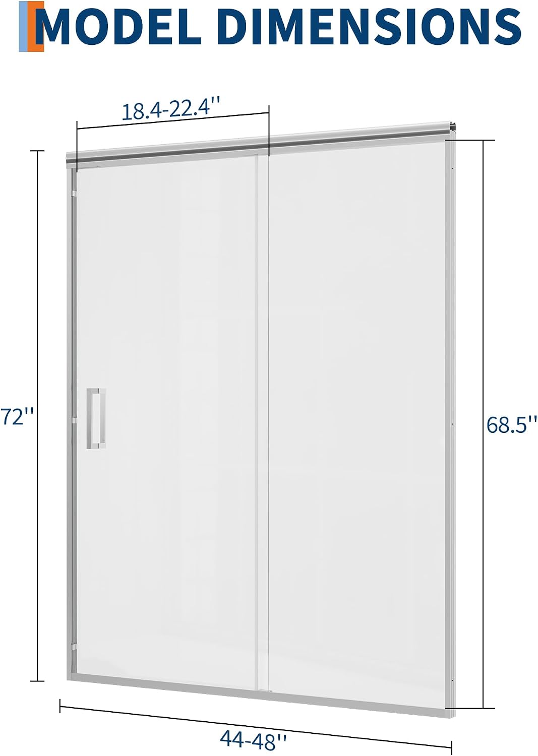 Framed Shower Doors 44-48 inch W ×72 inch H Sliding Shower Door with 6mm Tempered Glass, Easy Clean Coating, Aluminum Frame, Wet Dry Separation for Main Bathroom, Brushed Sliver