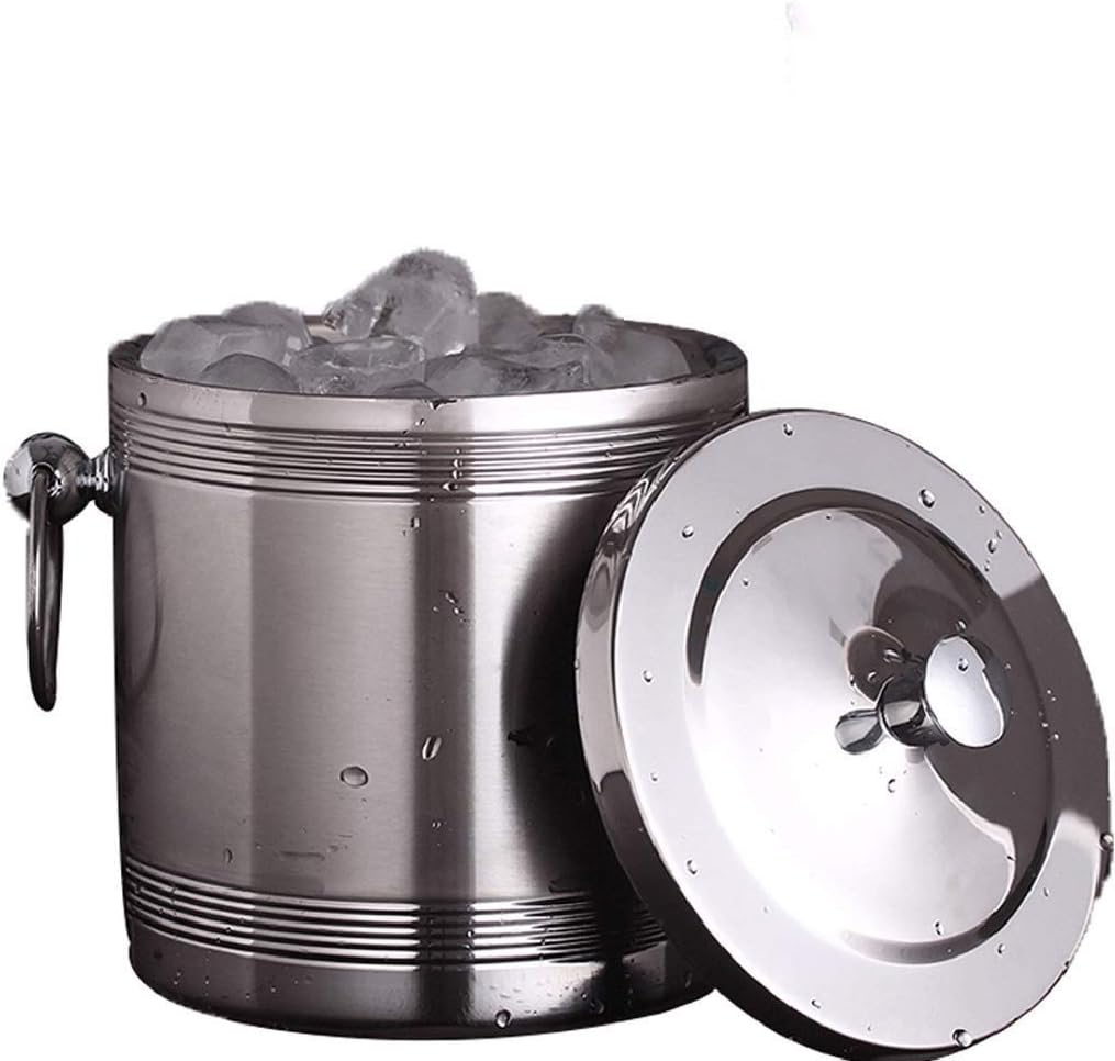 ice bucket, Candy Ice Bucket - Double Walled Stainless Steel Ice Bucket with Ice Tongs, Scoop, Lid, and Exclusive Handmade Nylon