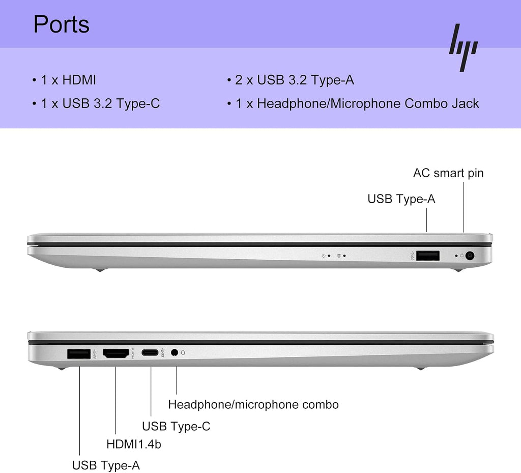 HP 17.3' FHD IPS Touchscreen Business Laptop with Backlit Keyboard | AMD Ryzen 5 7430U Hexa-Core CPU | 16GB RAM, 512GB SSD | WiFi 6, True Vision 720p HD Camera | Windows 11, Natural Silver