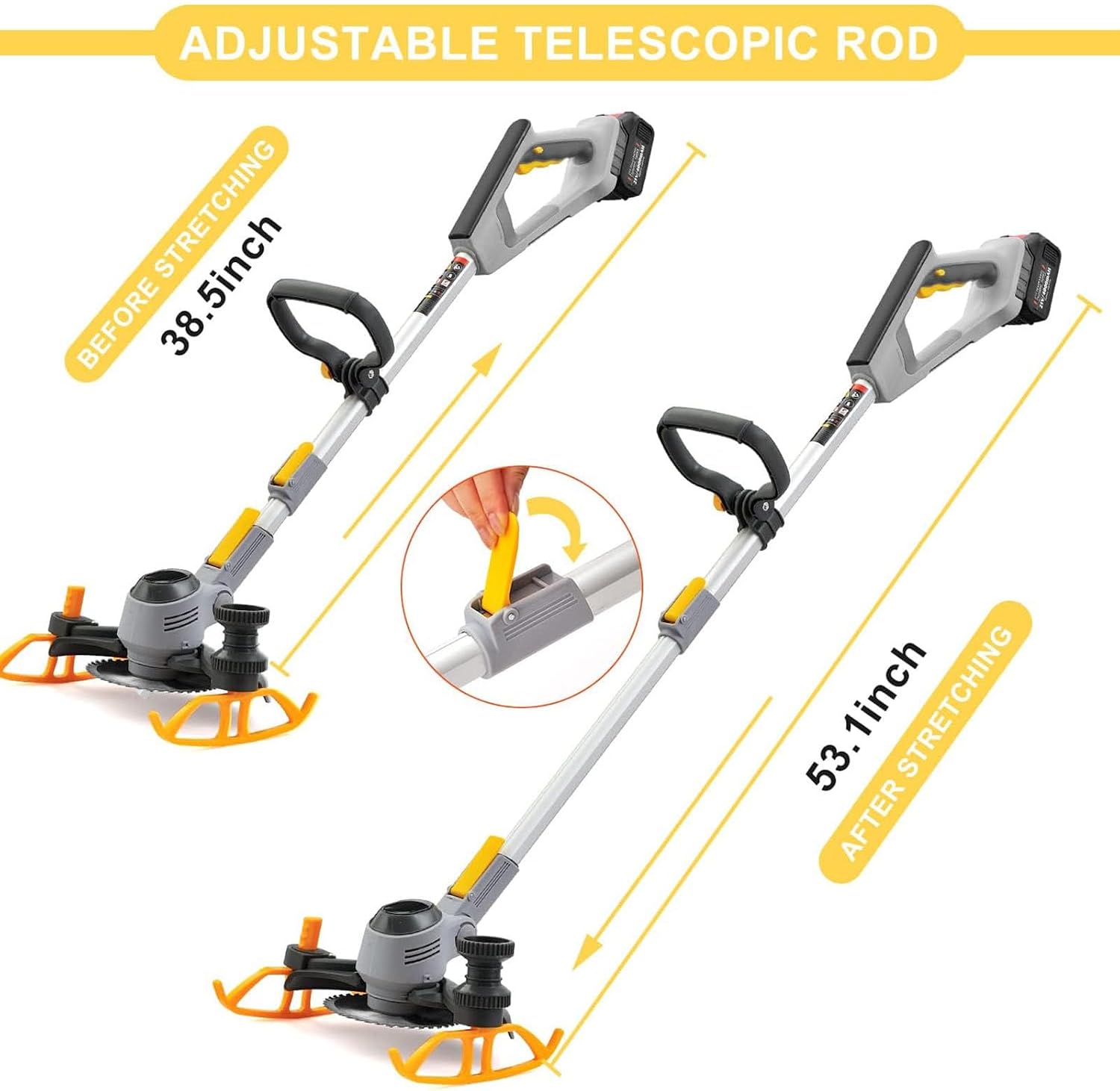 Cordless Weed Wacker, Two 1.5Ah Rechargeable Battery Powered Weed Eater, Weed Cutter with Blades, Handhold Electric Grass Trimmer, Small Lightweight Push String Trimmer for Patio, Lawn&Garden
