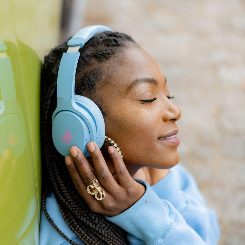 Jrumz Clarity CL01 Hybrid Active Noise Cancelling Headphones, Wireless Over Ear Bluetooth Headphones, Deep Bass, Comfort Fit Ear Pads, 40H Playtime for Home Office, Travel, Gym (Blue)