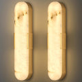 Gold Alabaster Wall Sconces Set of Two 20' Natural Marble LED Wall Lights, Mid Century Marble Wall Lamp Bathroom Vanity Indoor Alabaster Wall Lighting Fixtures for Bedroom Hallway Stairs