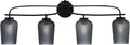Toltec Lighting Cavella 4-Light Bath Bar – Modern Vanity Light Fixture for Bathroom – Dimmable and LED-Compatible Wall Light – Matte Black Finish, 5' Smoke Textured Glass