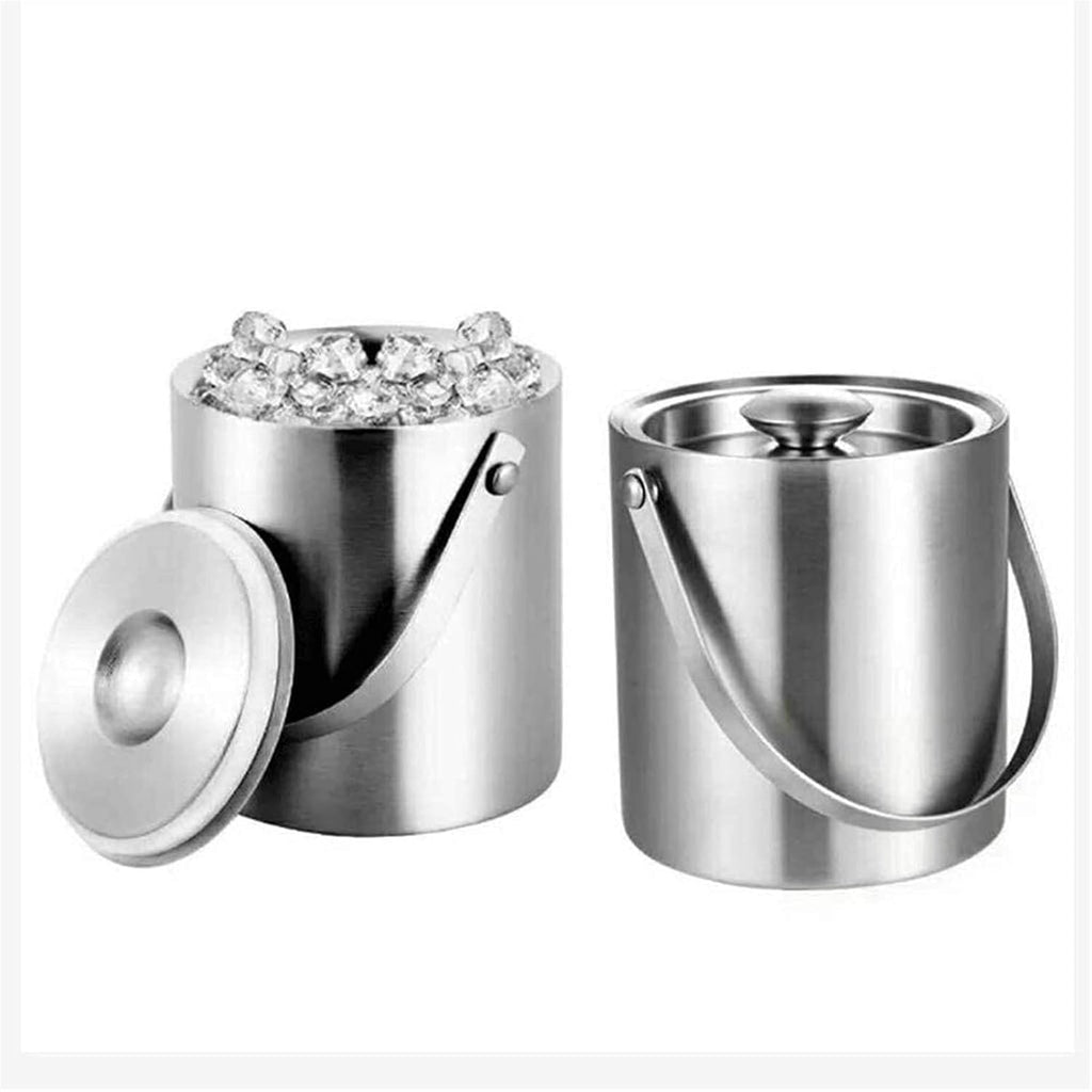 BTZHY Ice Bucket,Wine Glass Ice Bucket, with Scoop Lid and Handle, Stainless Steel