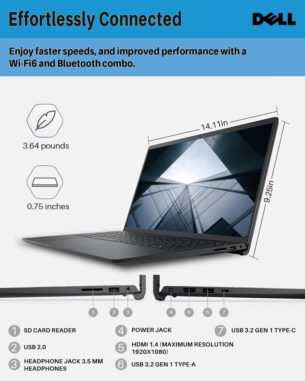Dell inspiron 15 Touchscreen Laptop -Intel Core i7-1355U -15.6' FHD Touch -64GB RAM -2TB SSD -Business Laptop Windows 11 Pro - Office 365 -Computadora Work College Student - 3.6lbs Light