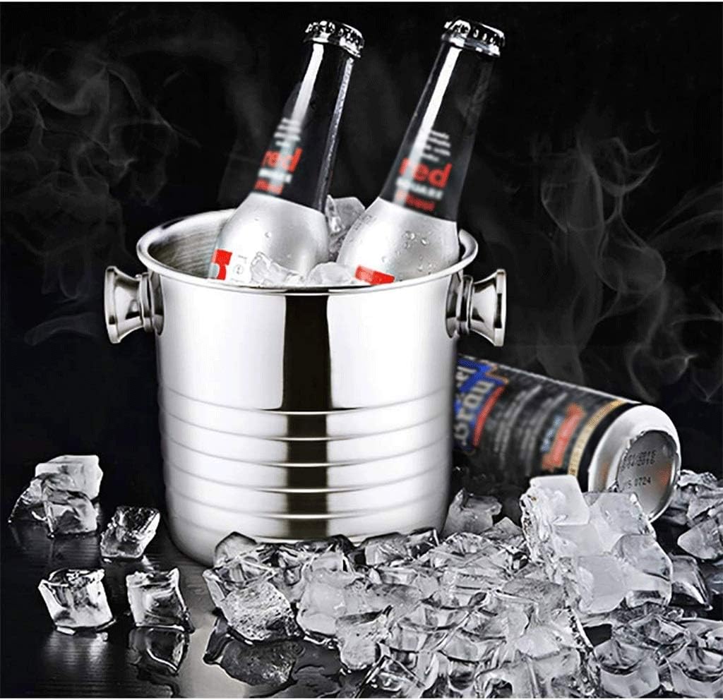 ice bucket, Ice bucket Iced Stainless Steel Thickening Bar Champagne Bucket Ice Cube Barrel Beer Ice Bucket Red Wine Ice Bucket