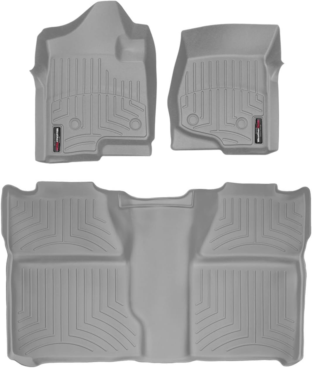WeatherTech Custom Fit FloorLiners for Chevrolet Silverado 2500HD/3500HD, Sierra, Silverado 1500-1st & 2nd Row (46066-1-0), Grey