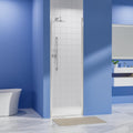 23-24' W x 72' H Semi-Frameless Chrome Shower Door, ANSI/SGCC Certified 6mm Clear Tempered Glass, Pivot Swing Bathroom Door with Reversible Installation, Waterproof for Small Space