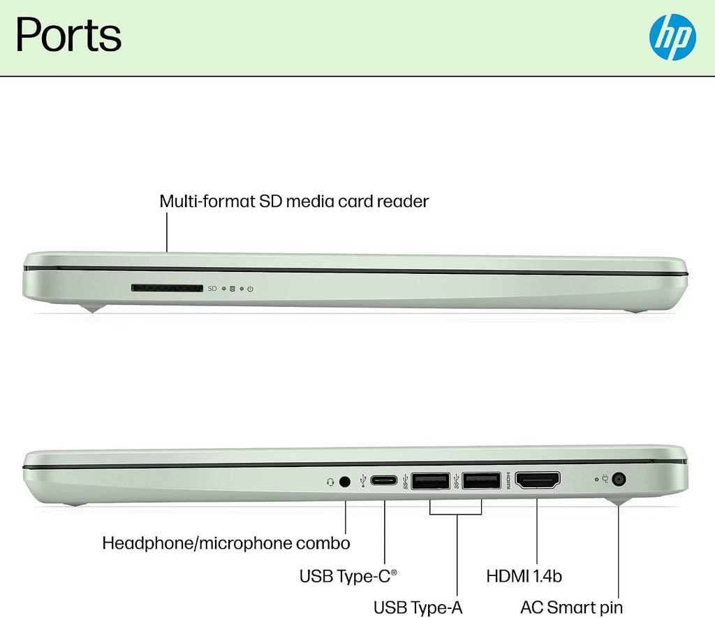HP Ultrabook 14 Laptop Computer Business Study & Home 2025, Lifetime MS Office + Windows 11 Pro, Quad-Core Intel CPU, 8GB RAM & 628GB Storage (128GB UFS+500GB Ext), Wi-Fi 6, HubxcelAccessory, Geeen