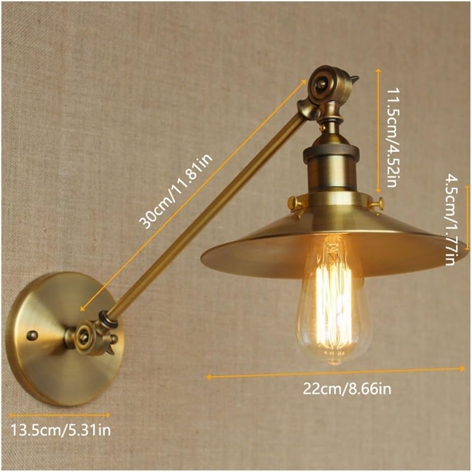 Wall Lights Bathroom Lighting Wrought Iron Bedroom Lighting Retro Wall Lamps Simple Personality Creative Wall Lamps Outdoor Wall Lamps Wall Sconce Light(Brass)