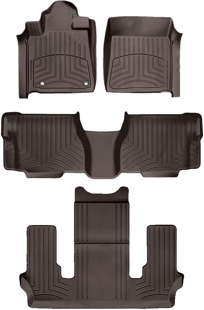 WeatherTech FloorLiner HP Custom Fit Floor Mats for Toyota Sequoia Full Set (474081-47093-4-5IM), Cocoa