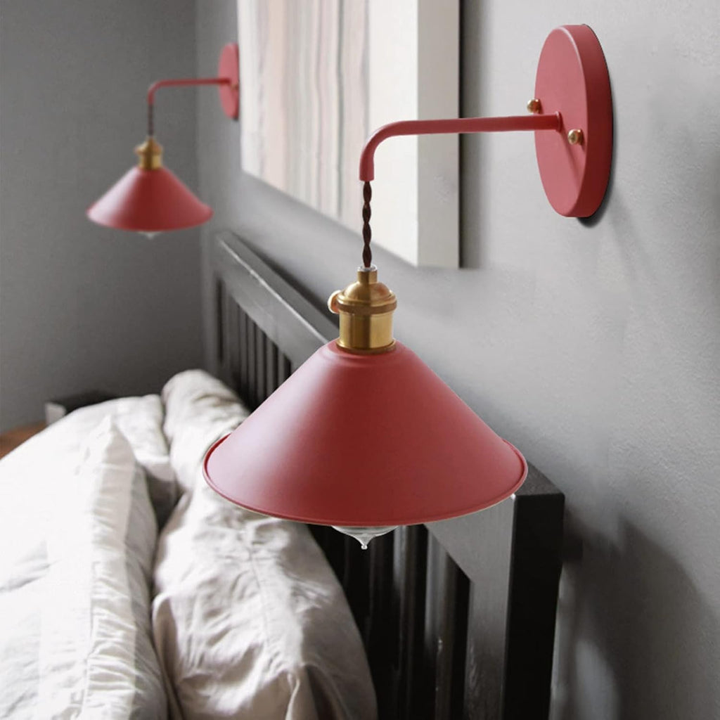 Nordic Wall Sconce Lamps - Macaron E26 Edison Copper Wall Mounted Lighting, Frosted Paint Body Bedside & Bathroom Vanity Spotlights
