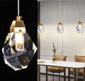 Diamond Crystal Pendant Light, 2 Pack Mini Ceiling Hanging Light in Gold Brushed Brass Finish Prism Crystal Color Changing Led Hanging Light for Kitchen Island Bathroom Bedroom Bar