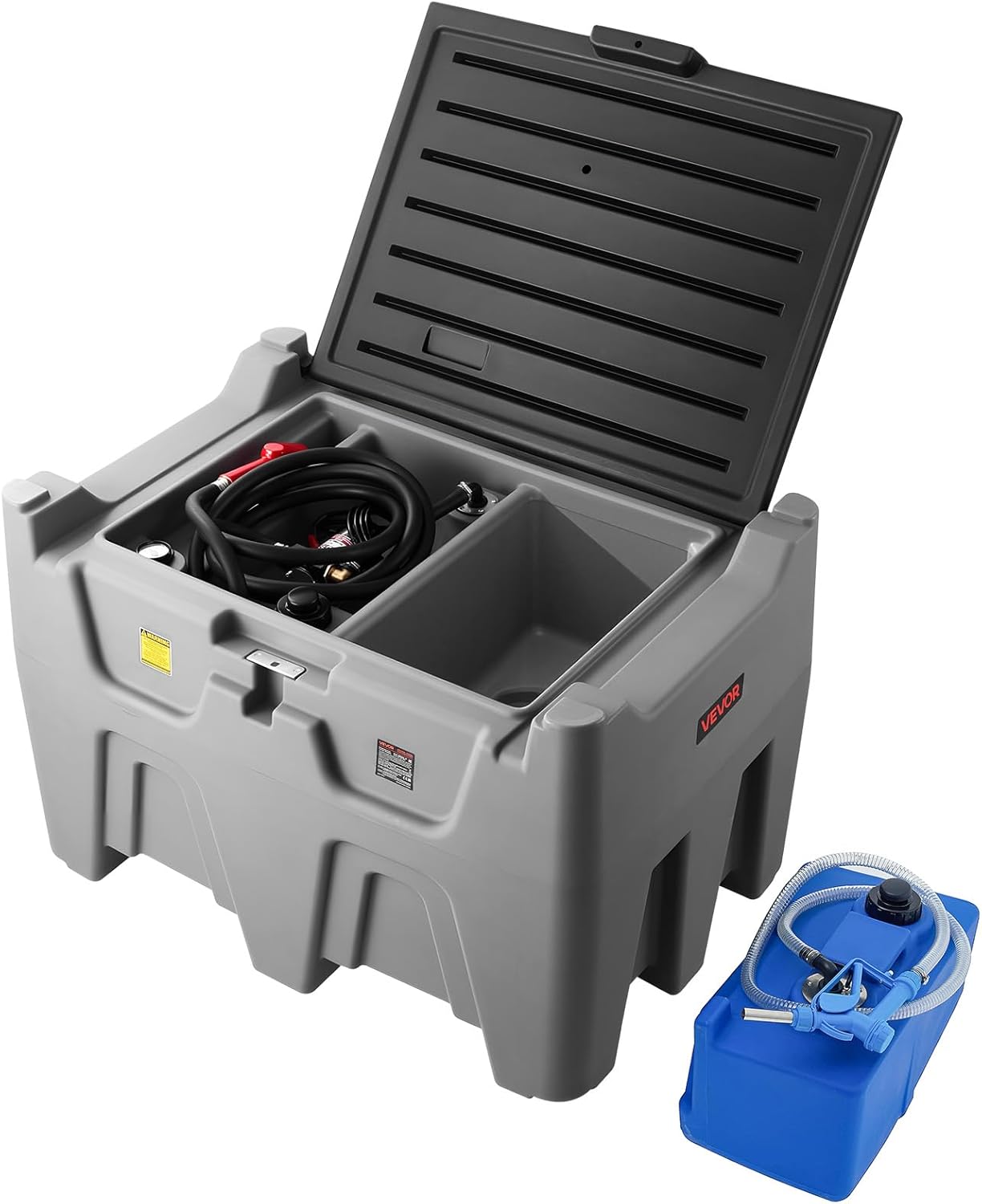 VEVOR Diesel Tank, Separated 106 Gal Diesel & 8 Gal DEF Storage Tank, Leakproof Transfer Tanks with Pump & 13 Ft Hose, 10 GPM Flow Rate, Gas Storage Tanks for Easy Transportation