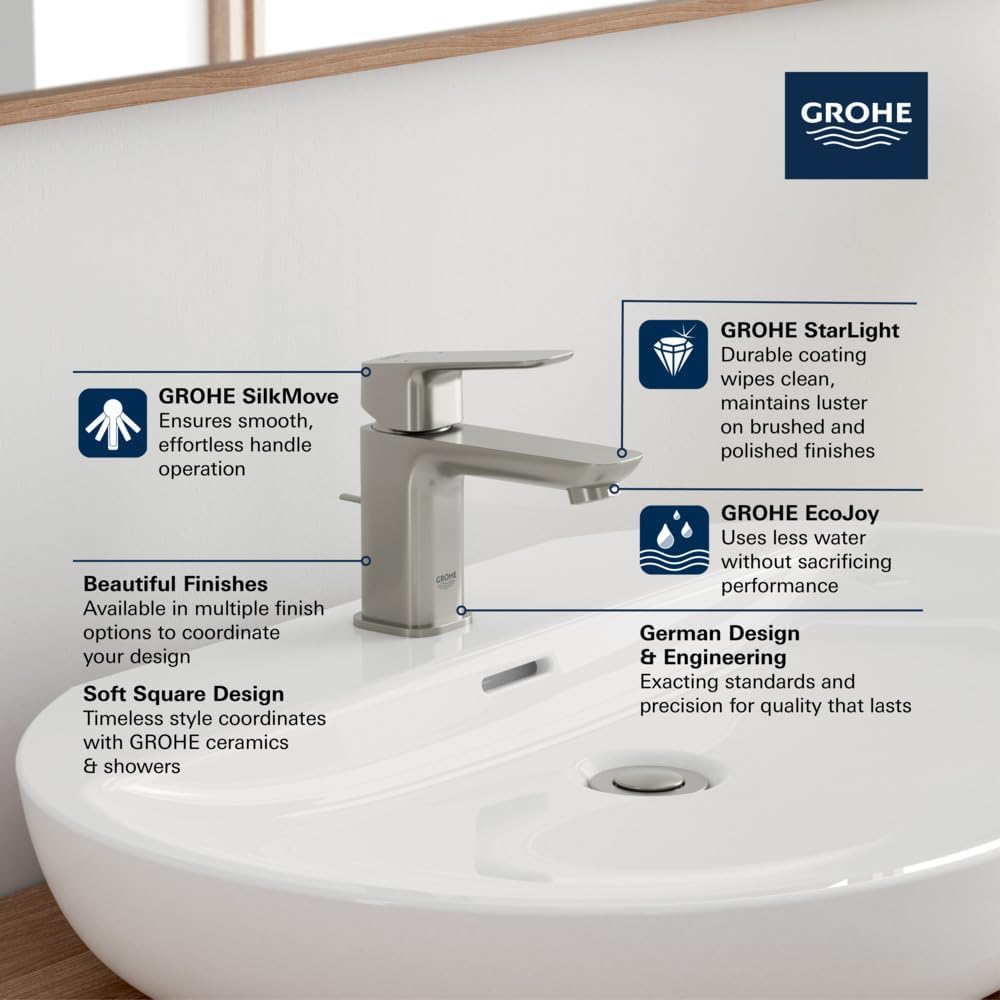 Grohe 101897GN00 Cubeo Single Hole Single Handle XS-Size Bathroom Faucet, 1.2 GPM, Brushed Gold