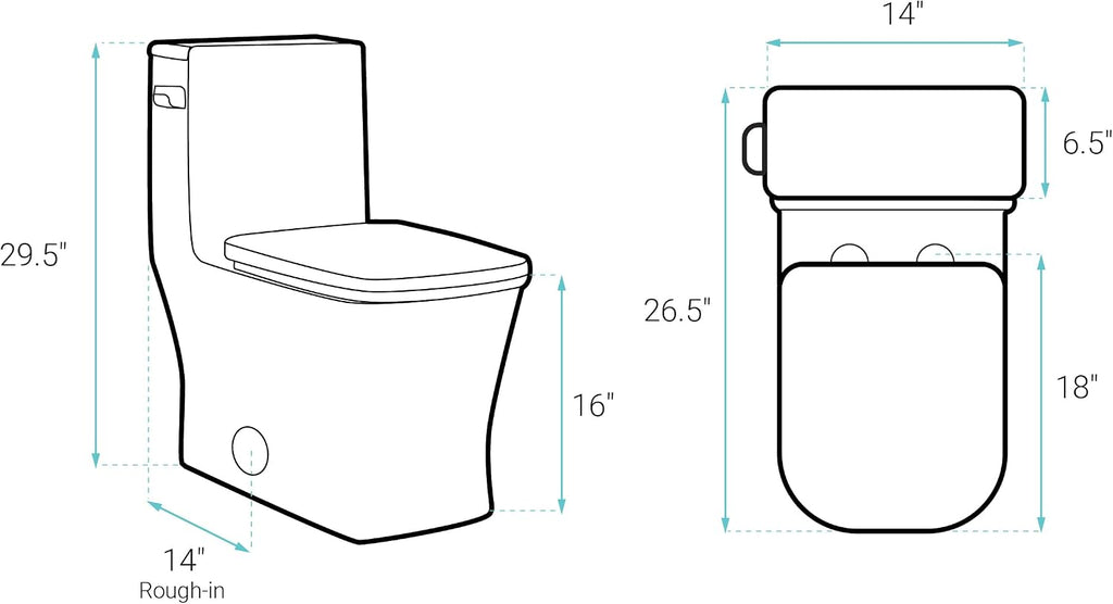 Swiss Madison Concorde One-Piece 14' Rough-in 1.28 GPF Left-Hand Flush Square Toilet in Glossy White
