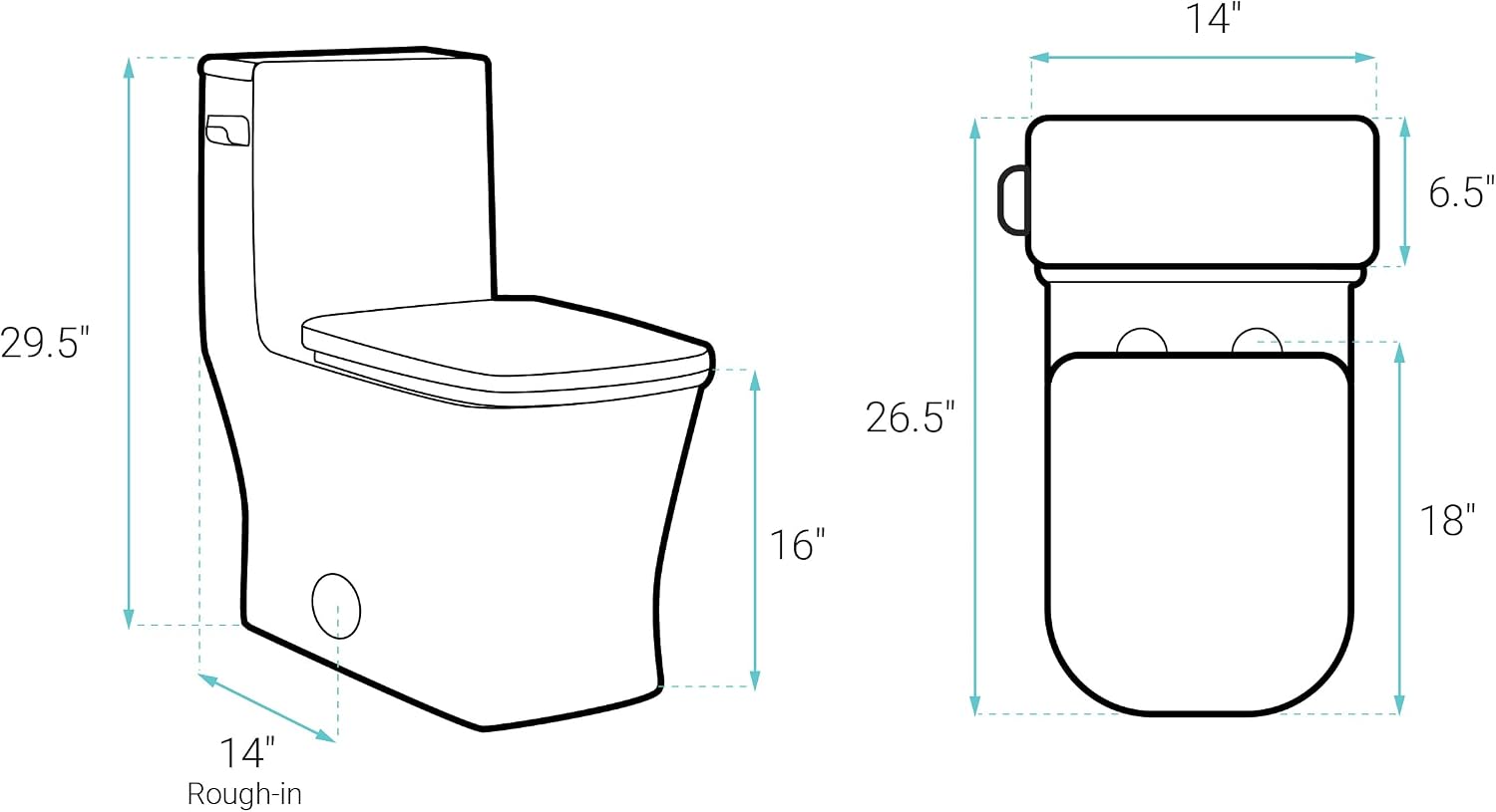 Swiss Madison Concorde One-Piece 14' Rough-in 1.28 GPF Left-Hand Flush Square Toilet in Glossy White