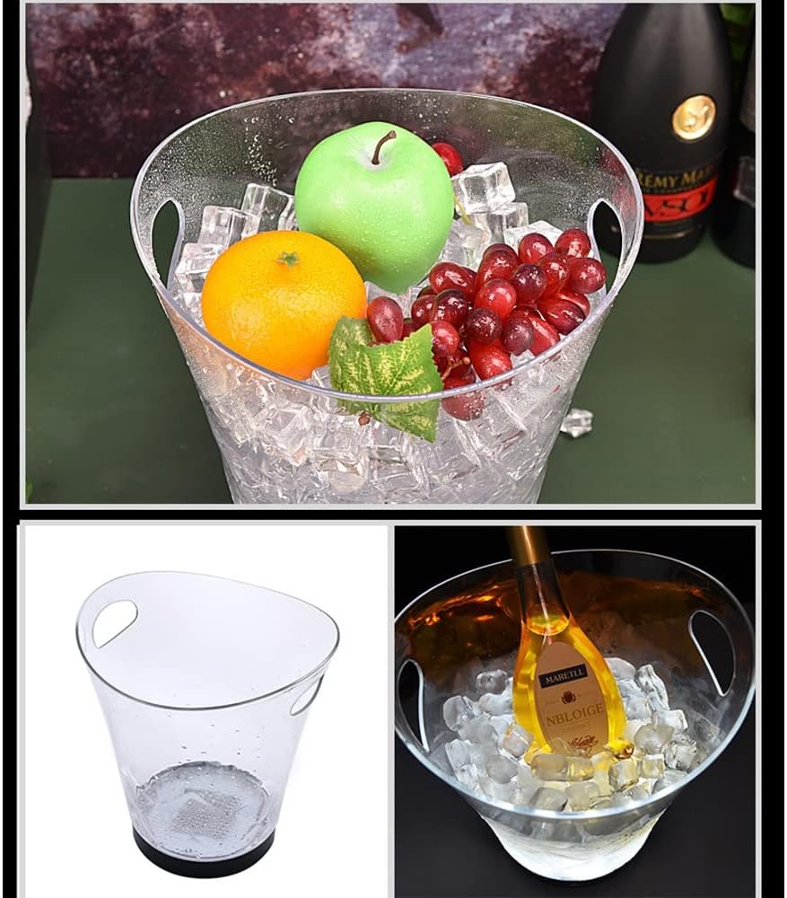 Ice Bucket,Ice Bucket with Lid and Ice Tongs,Ice Bucket,Party Ice Buckets Large Drinks Bucket Containers Ice Bucket with Discoloration Ice Bucket Wine Cooler Colors Changing Champagne Wine B