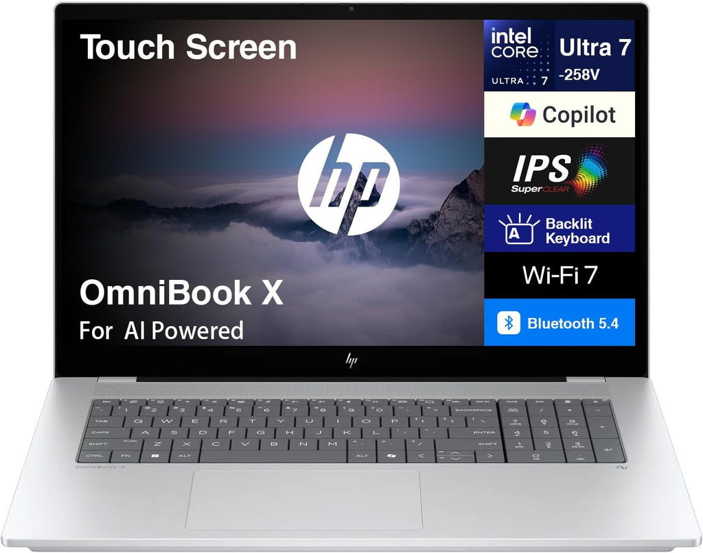 HP OmniBook X AI Powered Laptop 17.3' Touchscreen IPS FHD (Replaces Envy 17) (Intel Ultra 7-258V, 32GB LPDDR5X, 2TB PCIe SSD, Intel Arc 140V, Backlit KB, Thunderbolt 4, WiFi 7, Win 11 Pro) w/DKZ USB