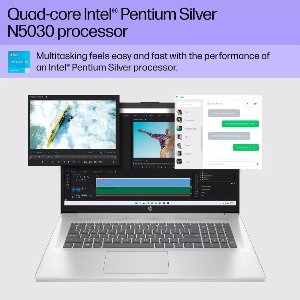 HP 17.3' Touchscreen Chromebook, 8GB RAM, 128GB SSD, Intel 4-Core, HDMI, Type C, ChromeOS Flex, Designed Purely for School and Work | Game App Not Allowed | No Mouse
