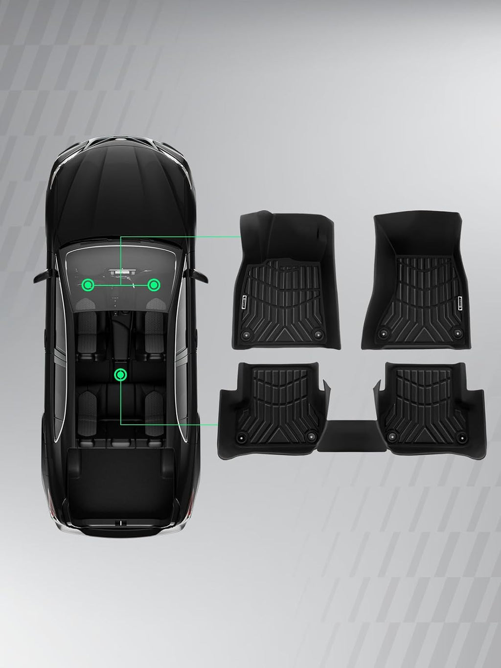 YHTAUTO Automotive All Weather Floor Mats Compatible with Cadillac CTS 2014-2019 Sedan, TPE Floor Liners All-Weather Protection Custom Fit, 1st & 2nd Row, Set of 3 Black