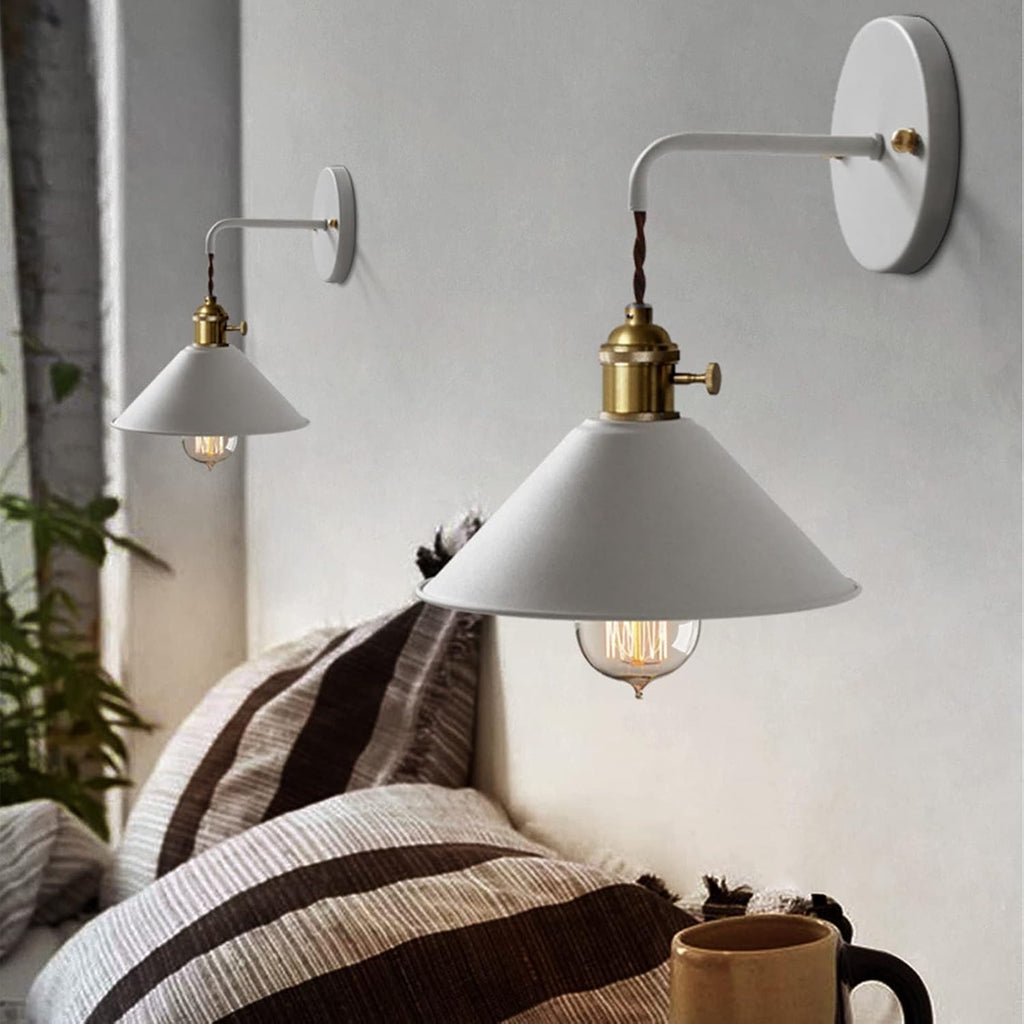 Nordic Wall Sconce Lamps, E26 Edison Macaron Wall Fixture, Copper Wall Mounted Spotlights with Frosted Paint Body for Bedroom and Bathroom Vanity