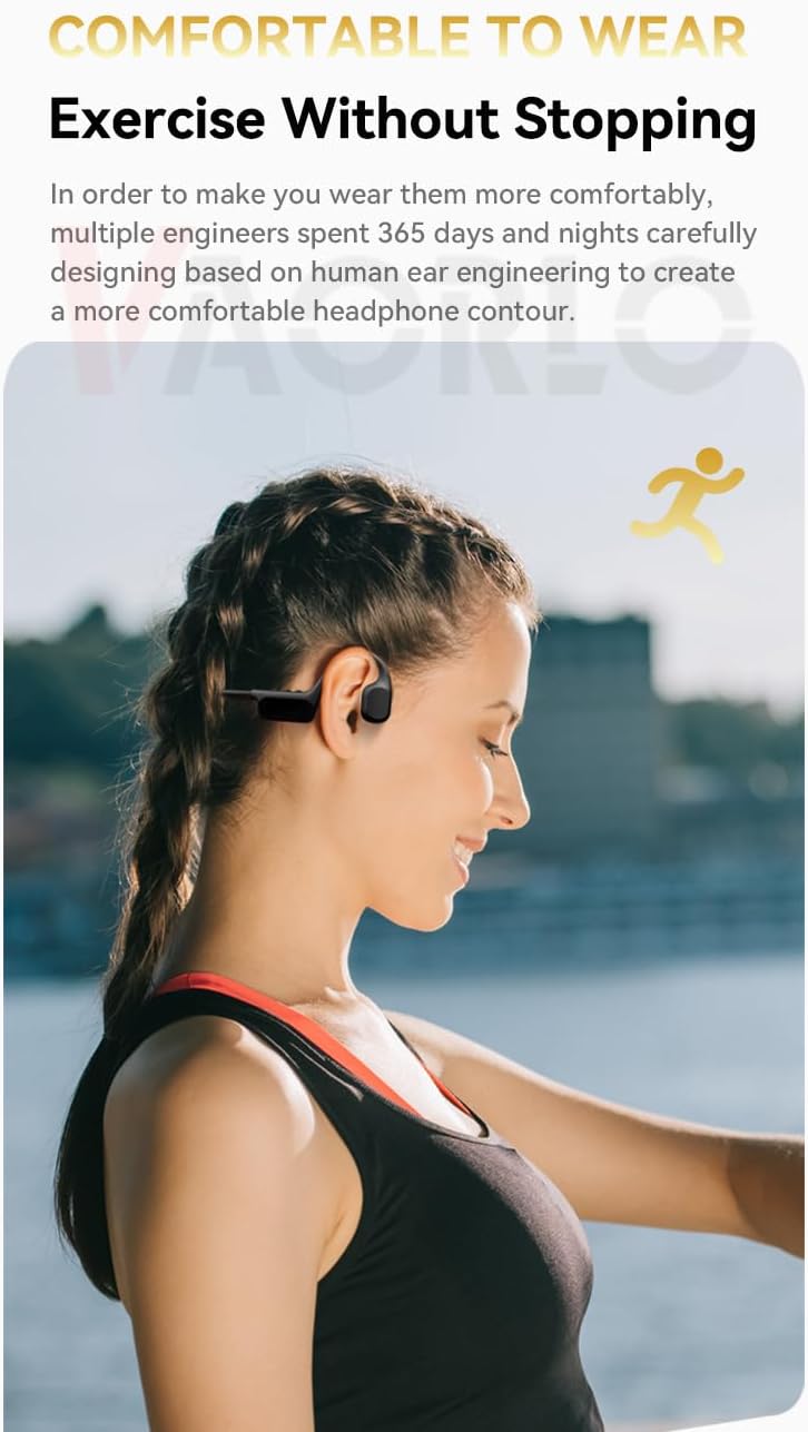 Open Ear Headphones IPX8 Waterproof Swimming Headphones Bone Conduction Earbuds Built in 32GB Memory Wireless Bluetooth 5.4 with Mic,Single Battery Life 10H Sport Earphones for Running,Cycling,White