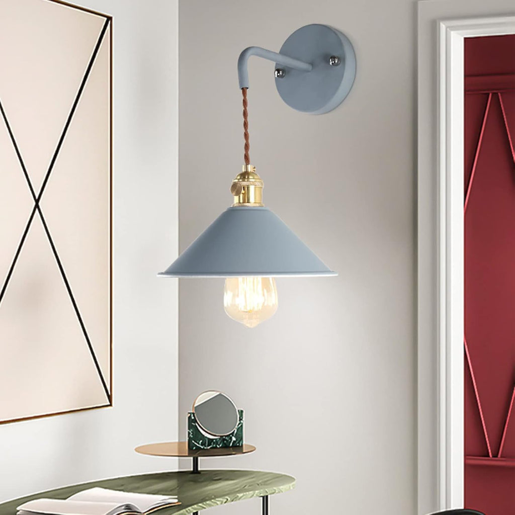 Nordic Wall Sconce Lamps - Macaron E26 Edison Copper Wall Mounted Lighting Fixture, Frosted Paint Body for Bedside & Bathroom Vanity Lights