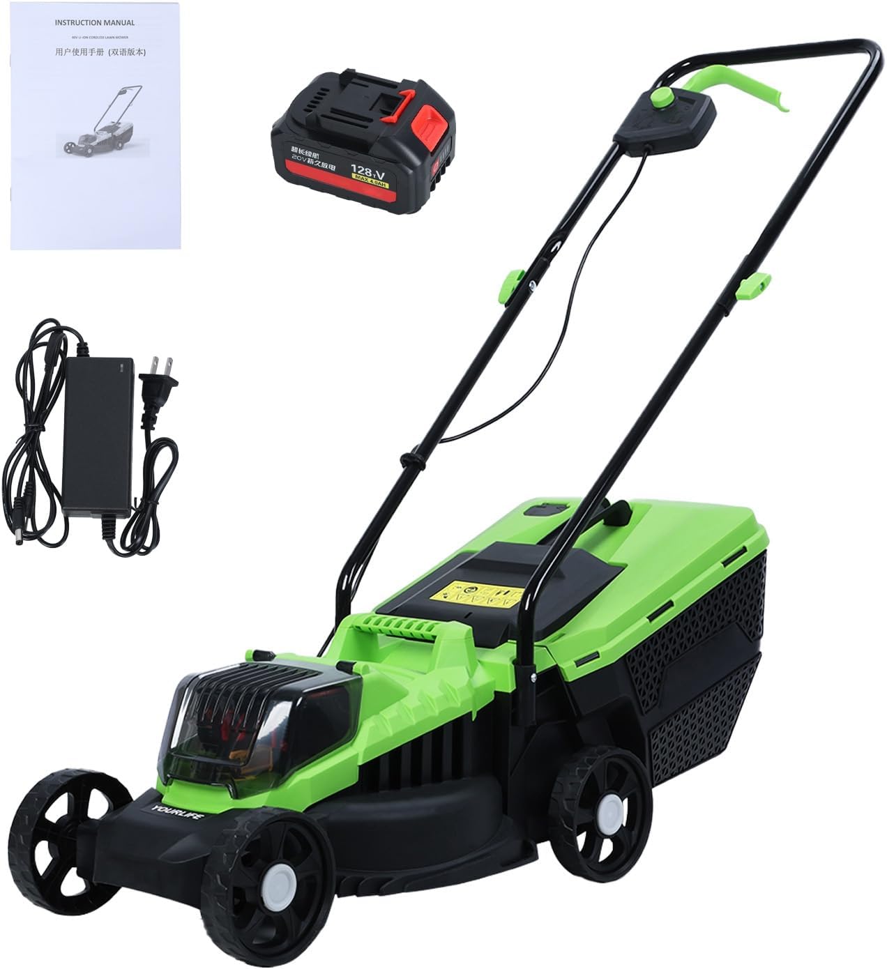 Walk-Behind Lawn Mowers, Self Propelled Lawn Mower, Cordless Push Lawn Mower with Upgraded Brushless Motor, 30L Grass Tank, 1600W Powerful Electric Lawn Mower US Plug
