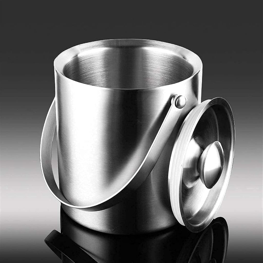 Stainless Steel Ice Bucket - 3L Double-Wall Insulated Buckets for Parties with Lid, Large Champagne Wine Drink Container Holder, Ideal for Freezer Cocktail Home Bar Accessories