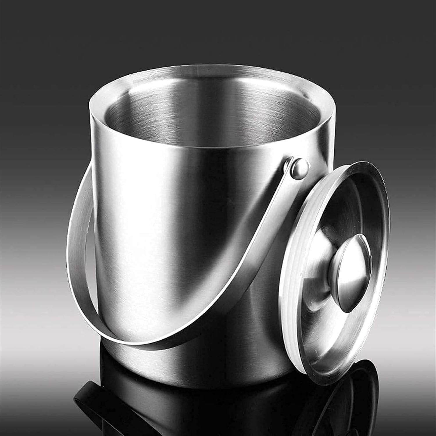 Stainless Steel Ice Bucket - 3L Double-Wall Insulated Buckets for Parties with Lid, Large Champagne Wine Drink Container Holder, Ideal for Freezer Cocktail Home Bar Accessories