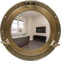 17 Inch Nautical Porthole Mirror for Bathroom – Antique Brass Vanity Porthole Mirror, Round Nautical Bathroom Decor Wall Mirror