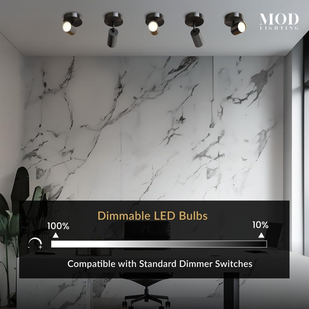 MOD LIGHTING Harris | Modern Track Lights LED, Indoor Ceiling Light Fixture for Dining Room, Kitchen Island Ceiling Lights, Solid Brass Light Fixture (Matte Black | Warm White | 1-Light)