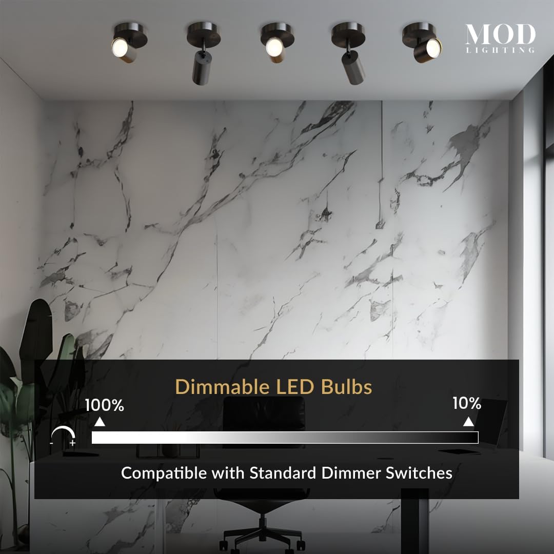 MOD LIGHTING Harris | Modern Track Lights LED, Indoor Ceiling Light Fixture for Dining Room, Kitchen Island Ceiling Lights, Solid Brass Light Fixture (Matte Black | Warm White | 1-Light)