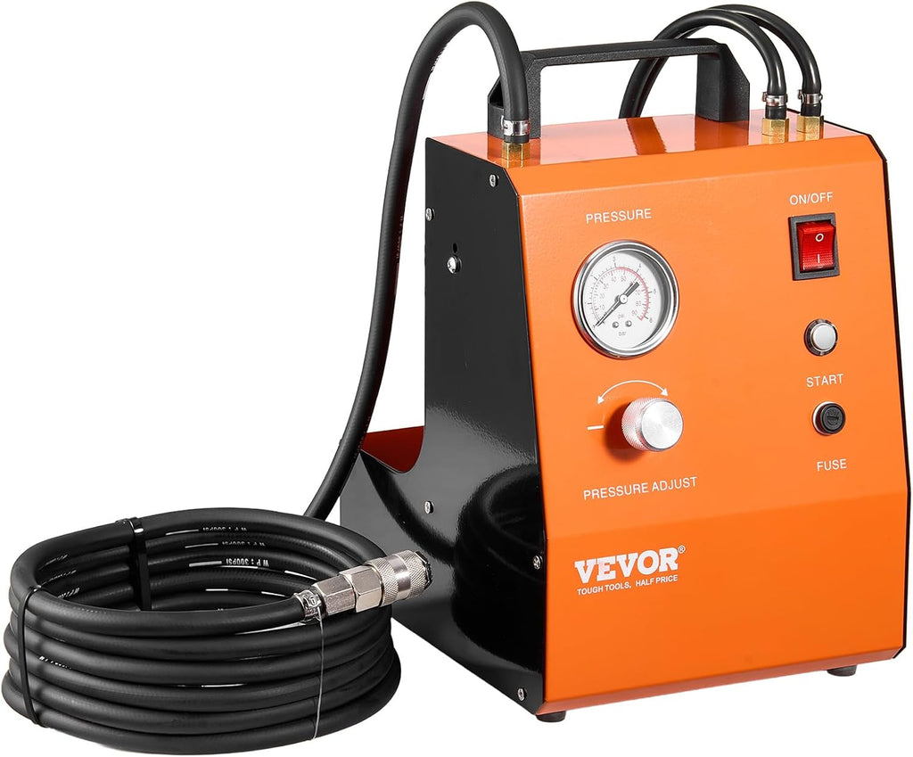 VEVOR Electric Brake Bleeder Kit, Professional 110V Brake Master Cylinder Bleeder Kit with Pressure Gauge & Built-in Air Pump, Versatile Brake Bleeder Adapter Set for Both DC & AC Power